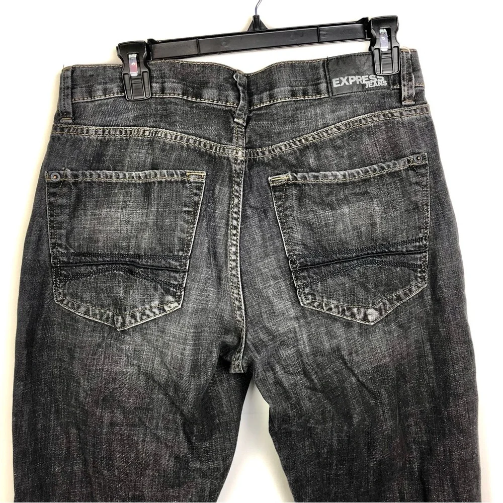 Express Mens Gray Slim Low Rise Bootcut Rocco Jeans 32x34 - Picture 5 of 6